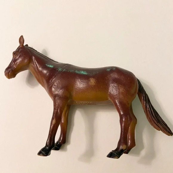 Vintage Lot of 2 Plastic Hollow Horses Brown and Black 2.5 and 3.5 Inch Size - Picture 8 of 13